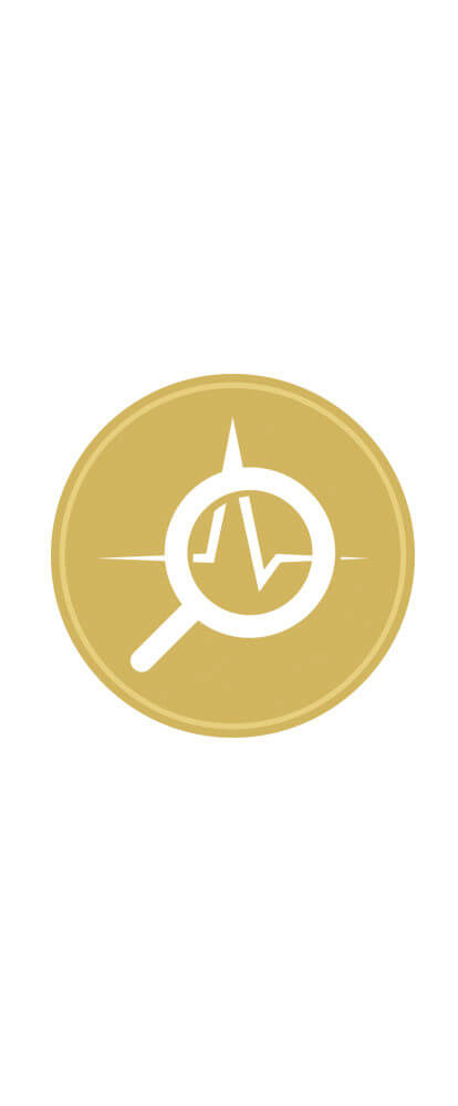 Certification badge for Active Diagnosis. Goal circle with magnifying glass icon and EKG icon in white.